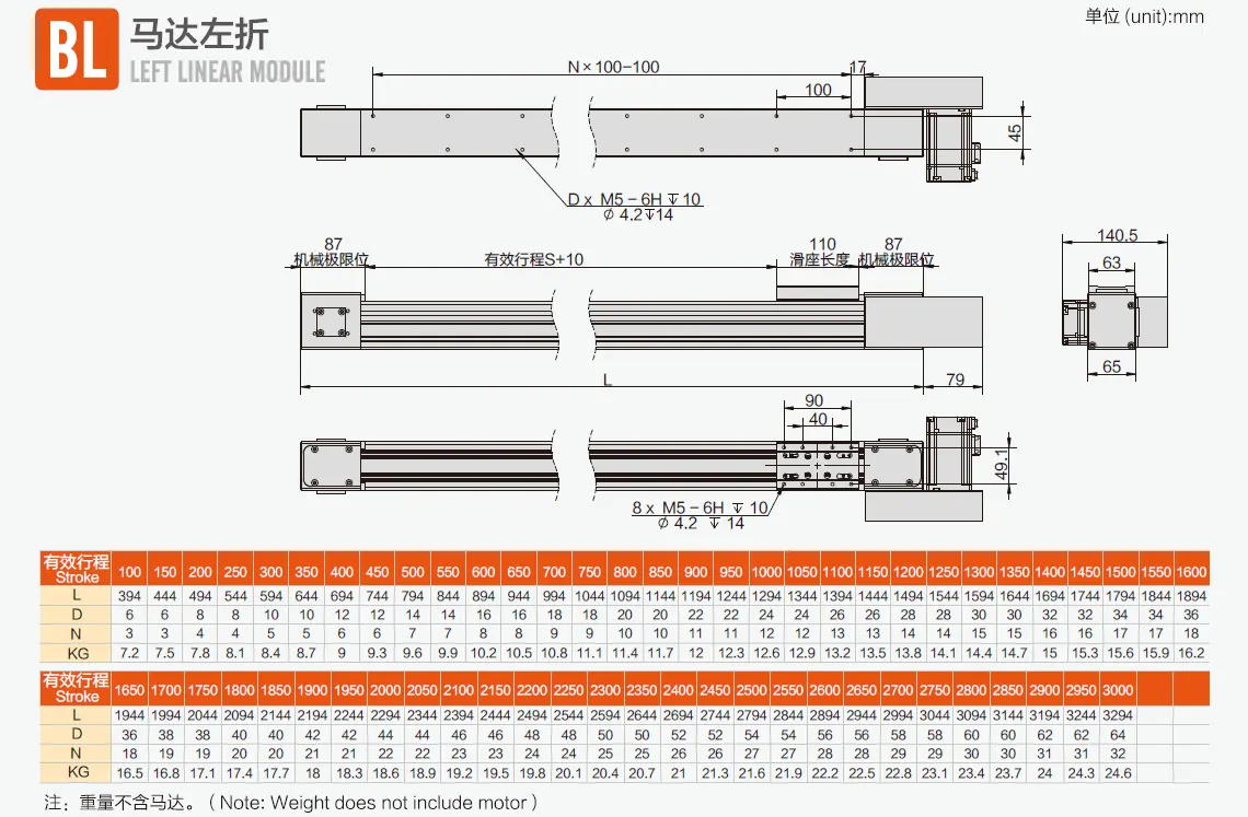 皮带模组DT65尺寸图